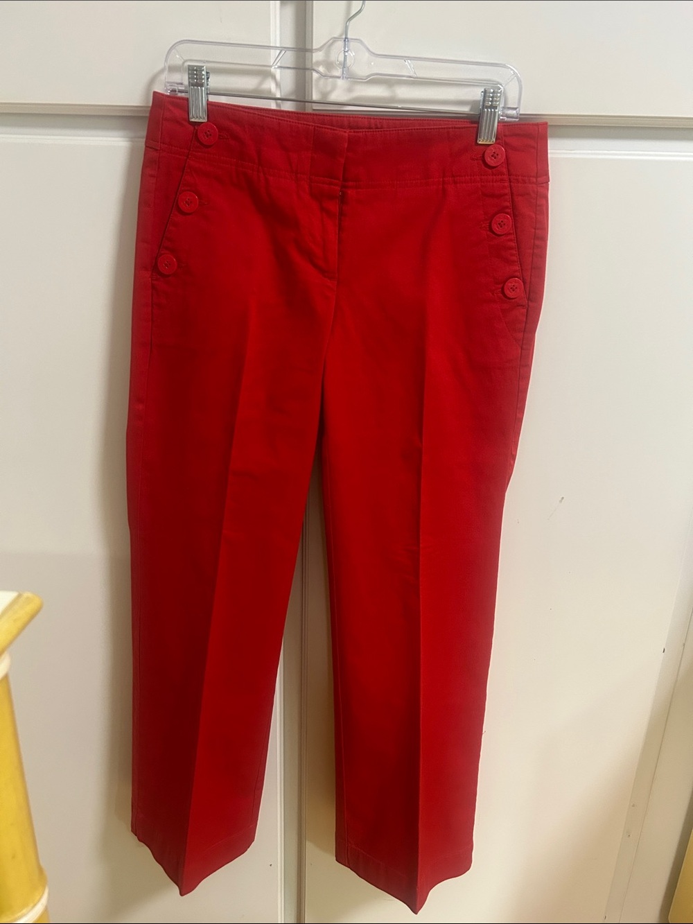 LOFT Marisa Red Cotton Wideleg Sailor Chino Pants 4P